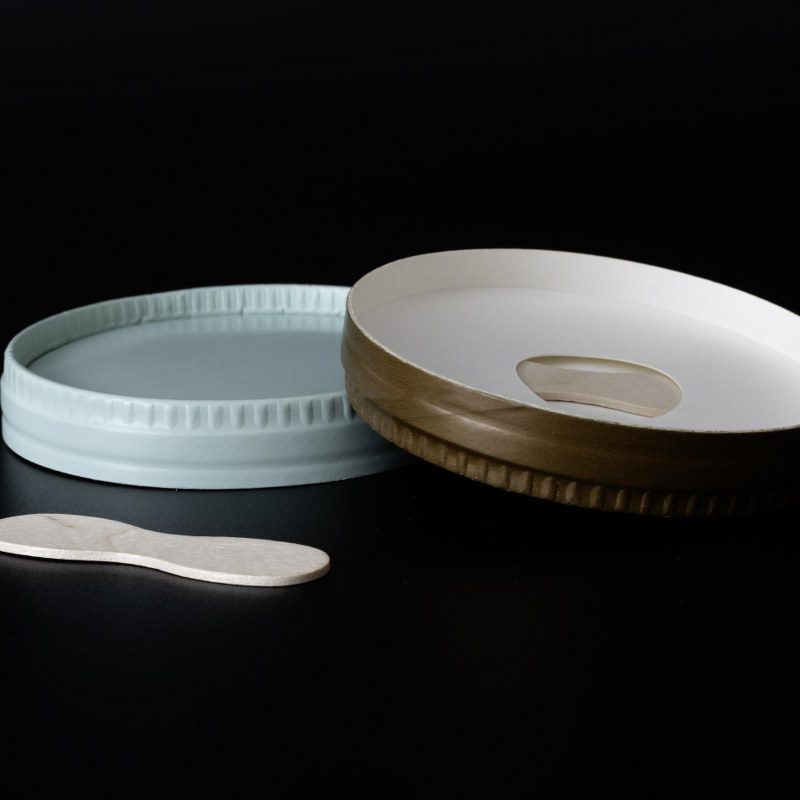85mm paperboard lid with wooden spoon for ice cream pots